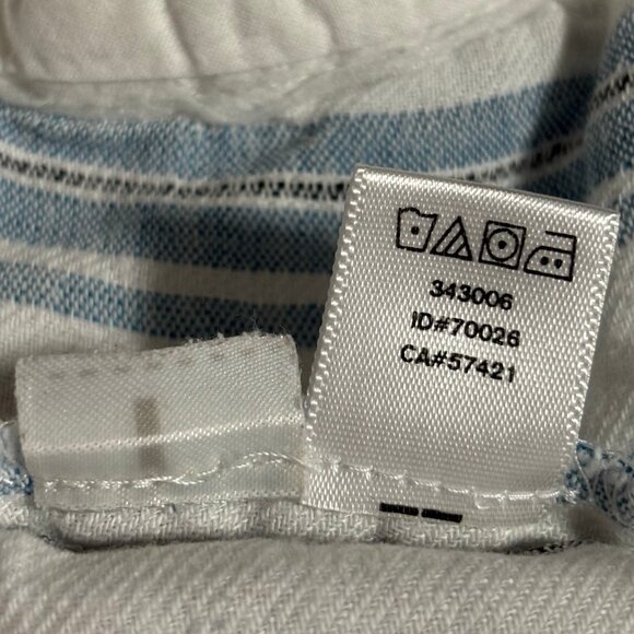LOFT Linen cotton blend striped Mini Skirt W/ pockets blue gray white Sm EUC - Picture 7 of 10